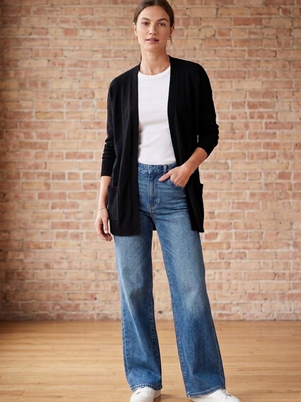 Open-Front Women's black Cardigan Sweater. Size S.